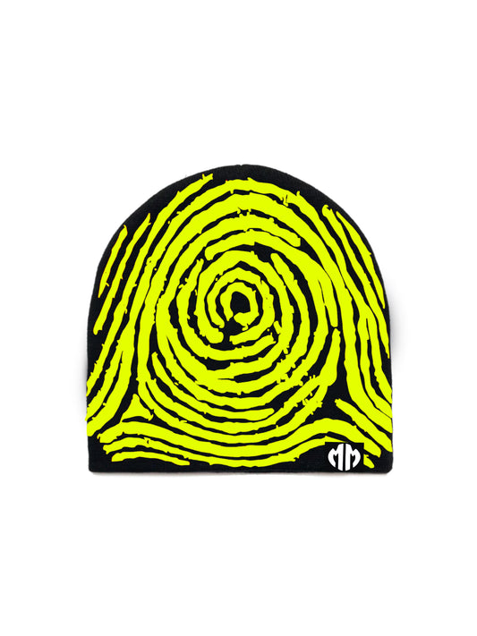 FINGERPRINT BEANIE (BLACK & YELLOW)